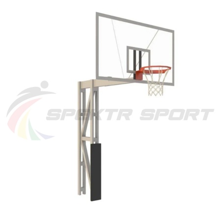 Купить Стойка баскетбольная уличная с защитой, щитом из оргстекла, аморт. кольцом и сеткой, вынос 225 см в Славгороде 